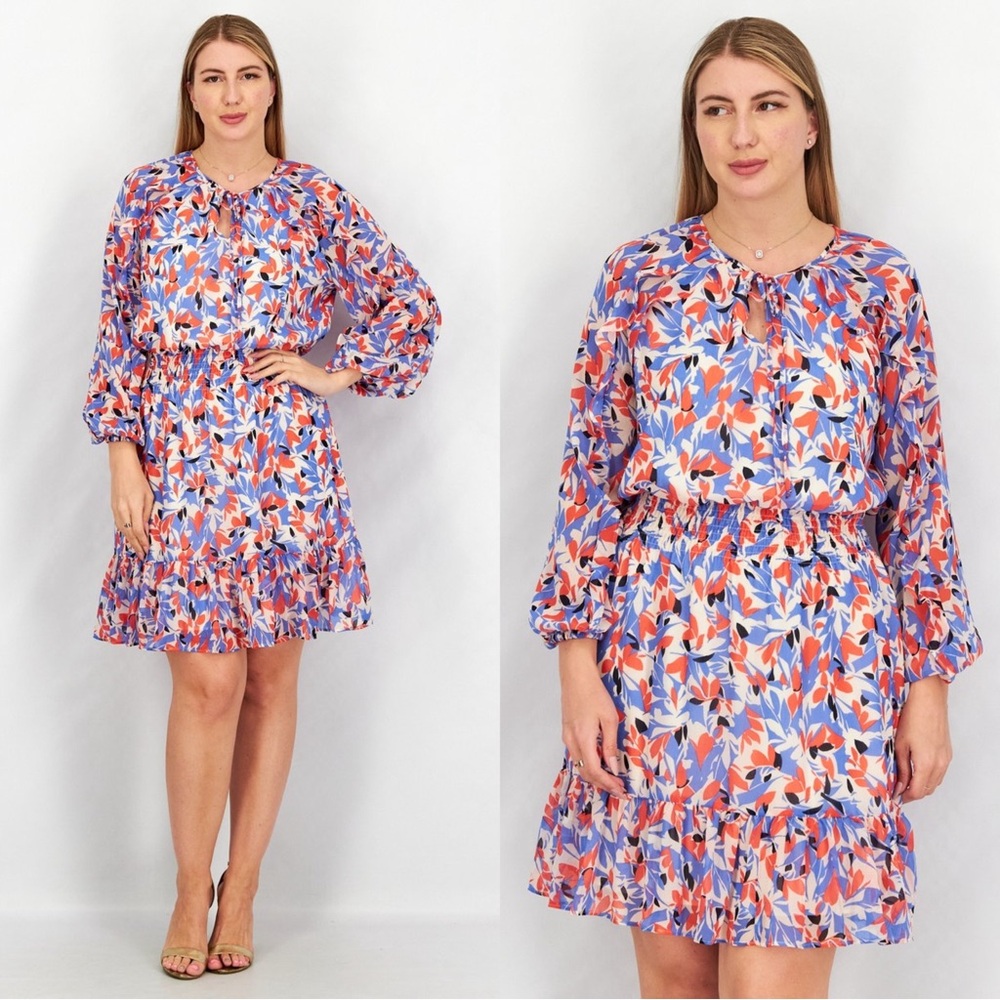 Lauren Ralph Lauren Georgette Allover Floral Mini Dress Size 16 Multi - Picture 3 of 10